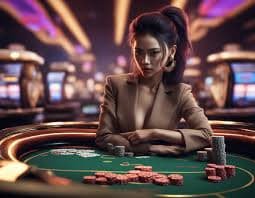 Betting layout showing various chip denominations and wager options